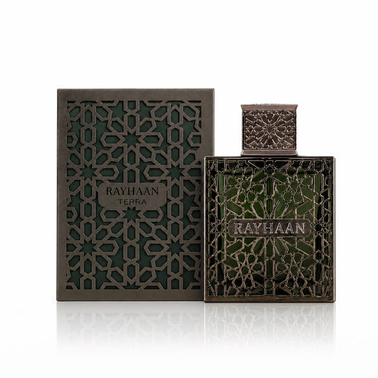 Rayhaan Terra · Unisex 100 ml · Especiado resinoso · Pack de 24 piezas