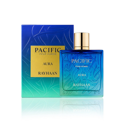 Rayhaan Pacific Aura · Hombre 100 ml · Cítrico menta · Pack de 24 piezas