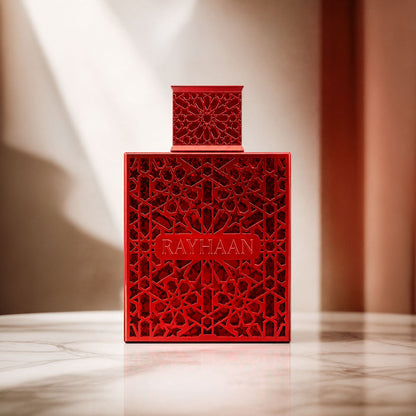 Rayhaan Crimson · Unisex 100 ml · Especiado ámbar · Pack de 24 piezas