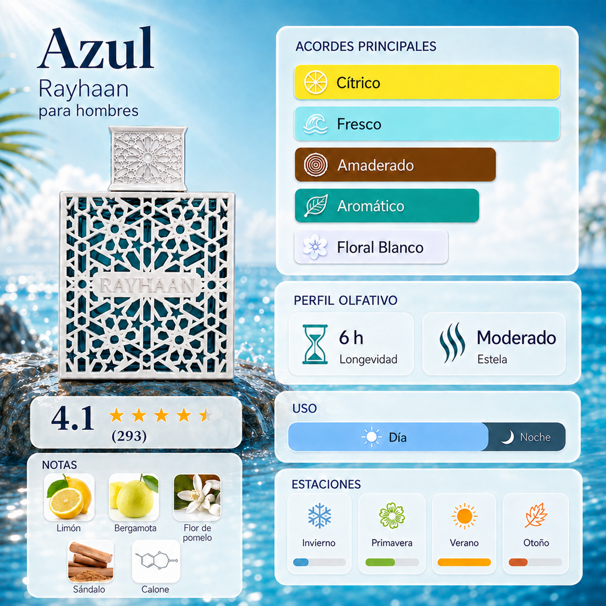 Rayhaan Aquatica · Hombre 100 ml · Tropical coco · Pack de 24 piezas