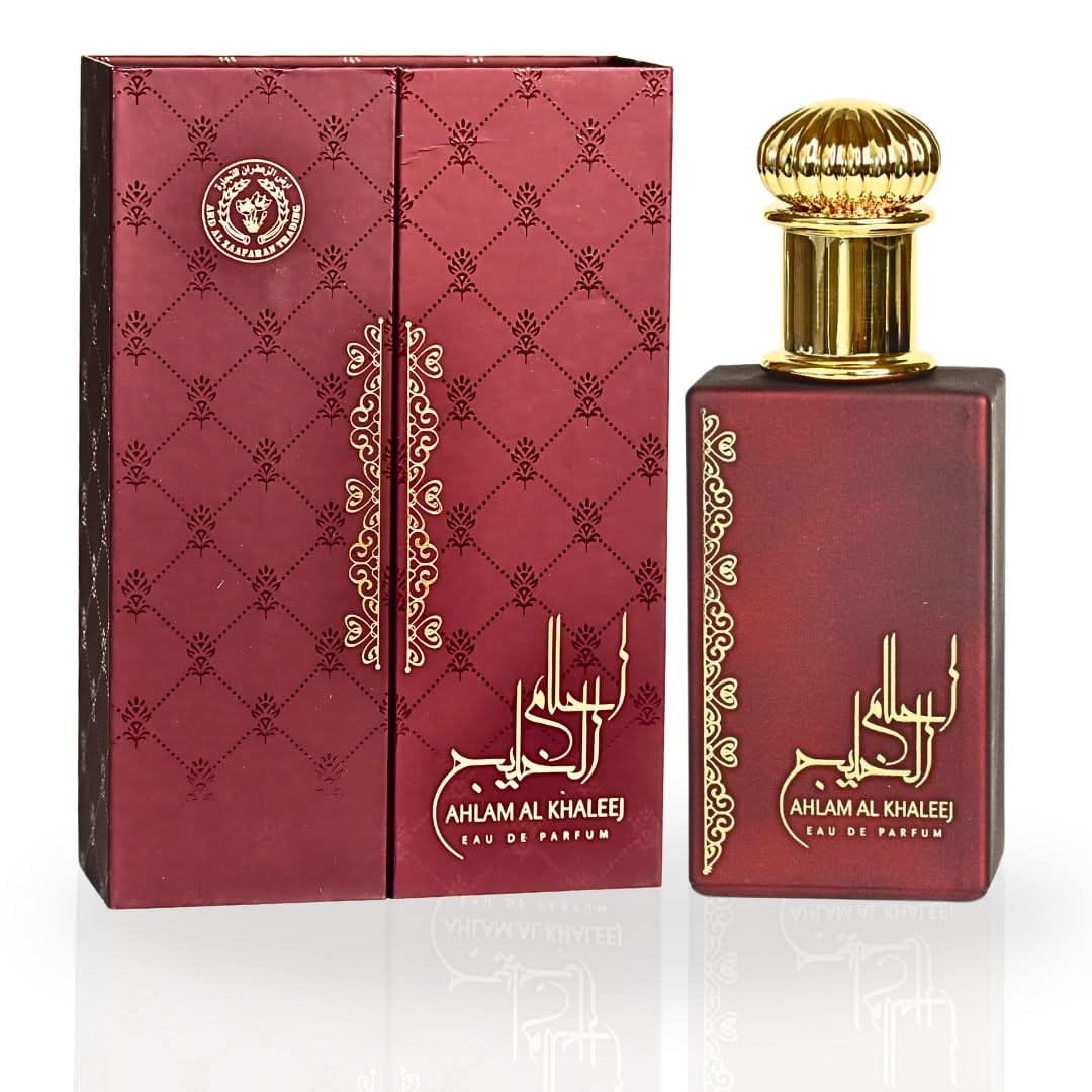 Ard Al Zaafaran Ahlam Al Khaleej · Hombre 80 ml · Frutal especiado con cuero · Pack de 24 piezas