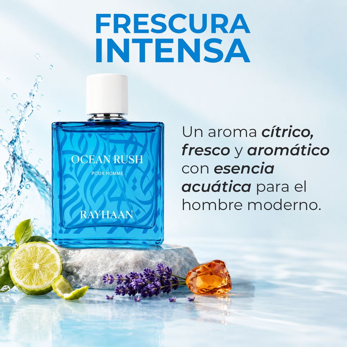 Rayhaan Ocean Rush · Hombre 100 ml · Acuático · Pack de 24 piezas